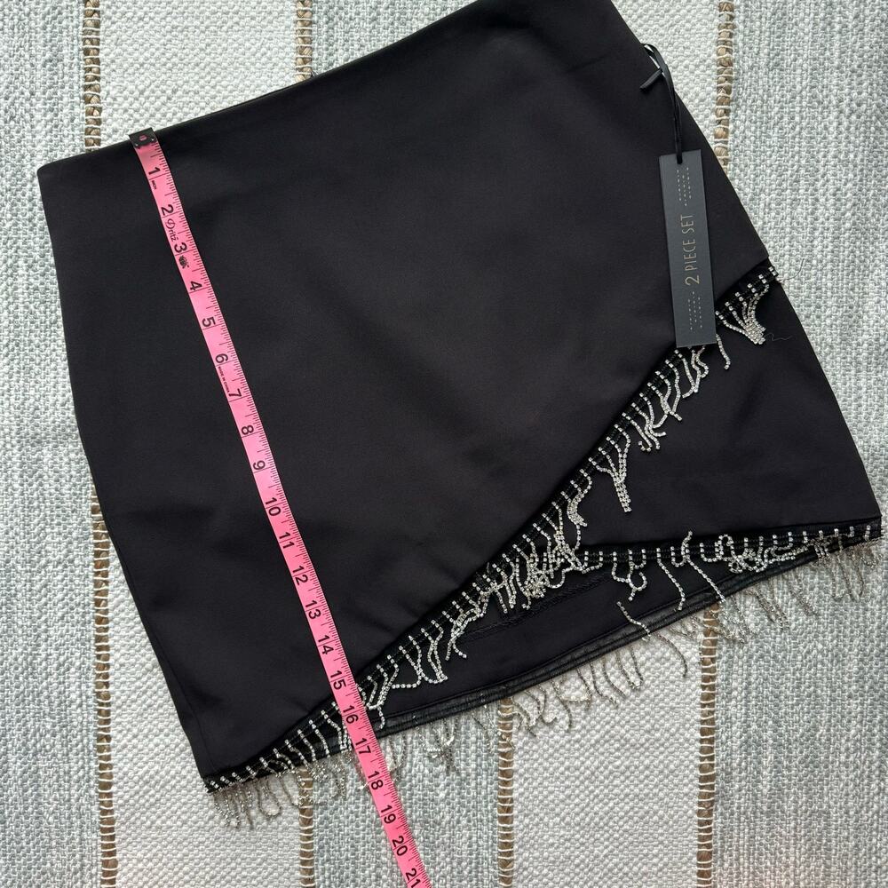 House of Harlow 1960 Black Rhinestone Fringe Blazer Mini Skirt Set Women’s Small - Picture 11 of 15